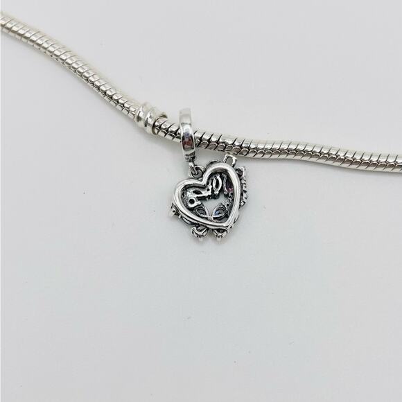 Floral Rhinestones Pendant Heart Charm - Picture 4 of 4